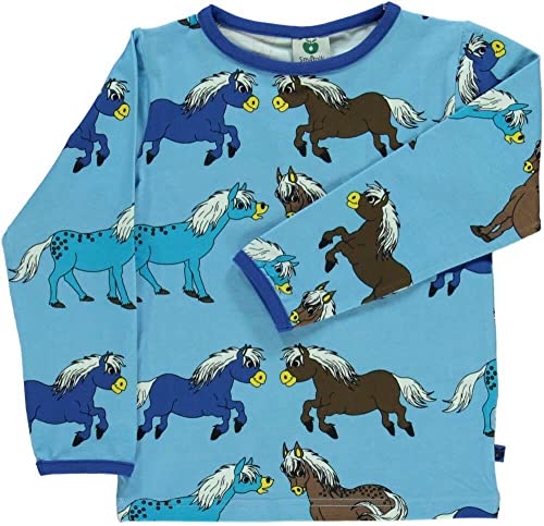 Smafolk Langarm-Shirt Blue Grotto mit Pferden 110-116 von Smafolk