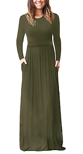 Smallshow Damen Maxi-Kleid mit langen Ärmeln für Schwangerschaft und Stillen - Grün - Groß von Smallshow