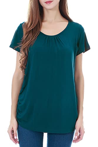 Smallshow Damen Mutterschaft Stilltop Kurzarm Umstandstop Umstandsmode Schwangerschaft Stillshirt Teal Medium von Smallshow