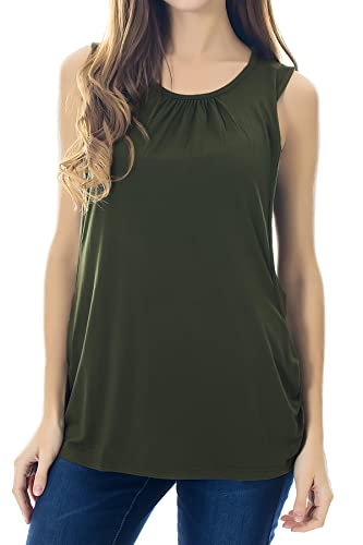 Smallshow Damen Mutterschafts Stillshirt Tank Tops Sommer Ärmellos Stillen Kleidung Army Green M von Smallshow