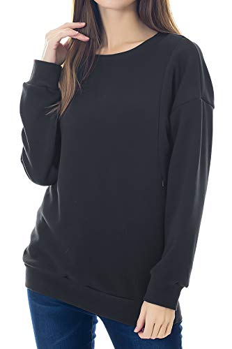 Smallshow Pflege Sweatshirt Langarm T-Shirt Bluse Stillen Pullover Tops Stillshirt Black S von Smallshow