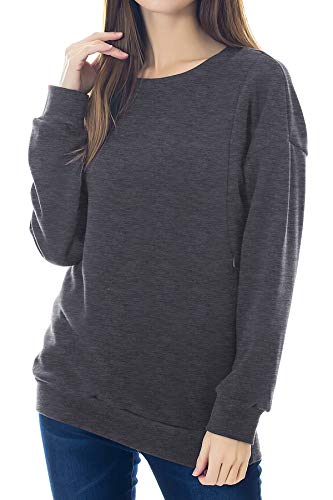 Smallshow Pflege Sweatshirt Langarm T-Shirt Bluse Stillen Pullover Tops Stillshirt Deep Grey S von Smallshow