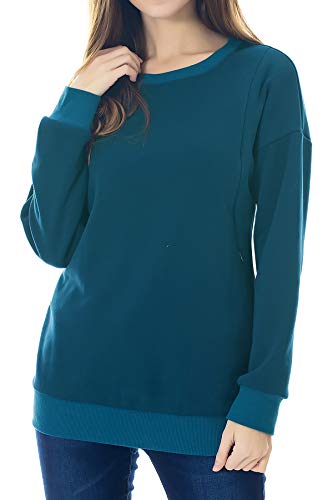 Smallshow Pflege Sweatshirt Langarm T-Shirt Bluse Stillen Pullover Tops Stillshirt Teal S von Smallshow