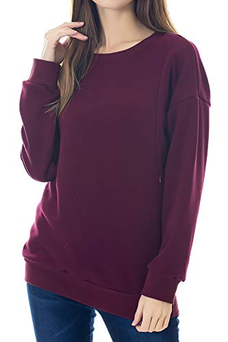Smallshow Pflege Sweatshirt Langarm T-Shirt Bluse Stillen Pullover Tops Stillshirt Wine M von Smallshow