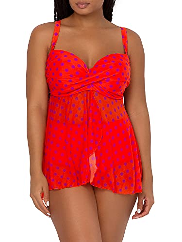 Smart & Sexy Damen Bandeau-Tankini-Top in Übergröße Bikini, Helles Punktemuster, 80E von Smart & Sexy