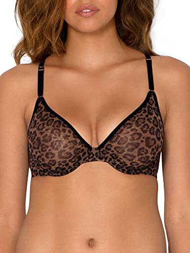 Smart & Sexy Damen Durchsichtiger Netz-Bügel Bügeln Demi BH, Klassischer Leopard, 85DD von Smart & Sexy