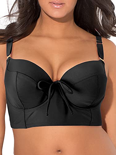 Smart & Sexy Damen Full-Busted Supportive Underwire Swimsuit Bikini Top Bikinioberteil, schwarzer Farbton, 80D von Smart & Sexy