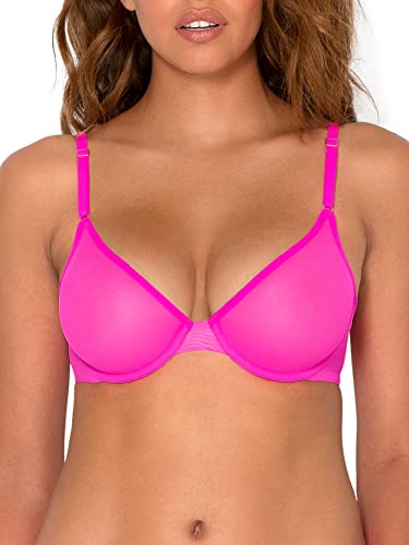 Smart & Sexy Damen Halbschalen-Bügel durchsichtigem BH, Pink (Electric Pink) (Mesh), 85E von Smart & Sexy