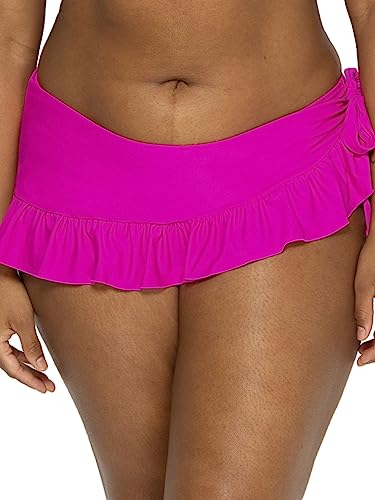 Smart & Sexy Damen Ruffle Skirted Bikini Bottom Bikinioberteil, Fuchsia Sizzle, Medium von Smart & Sexy