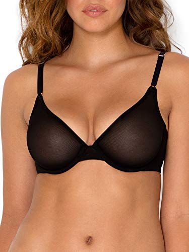 Smart & Sexy Damen Sheer Mesh Demi Underwire Bra Halbschalen BH, schwarz (Netzstoff), 80D von Smart & Sexy