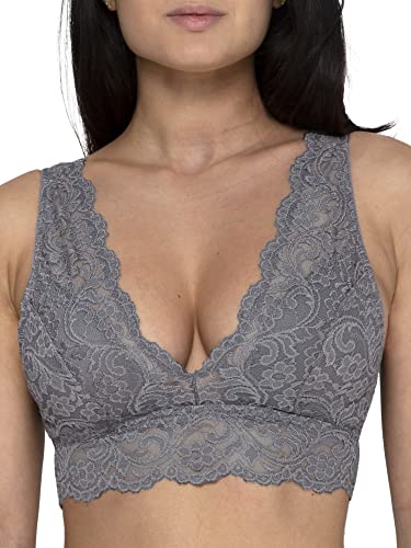 Smart & Sexy Damen Signature Lace Deep V Neck Wireless for Women with Support, and Bralette Pack BH, Undurchsichtige, Anthrazit, Medium von Smart & Sexy