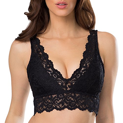 Smart & Sexy Damen Signature Lace Deep V Neck Wireless for Women with Support, and Bralette Pack BH, Undurchsichtige, schwarzer Farbton, small von Smart & Sexy