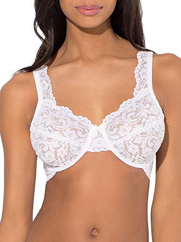 Smart & Sexy Damen Signature Lace Unlined Underwire Bra, Available in Single and 2 Packs BH, Undurchsichtige, Weiss/opulenter Garten, 80C (2er von Smart & Sexy