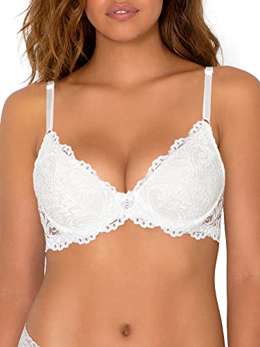 Smart & Sexy Damen Signature Spitze Push-Up-BH, Durchsichtig, Weiss/opulenter Garten, 85DD von Smart & Sexy