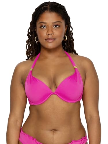 Smart & Sexy Damen Swim Secret Mega Push-up Neckholder-Bikinioberteil Bikini, Fuchsia Sizzle, 85C von Smart & Sexy