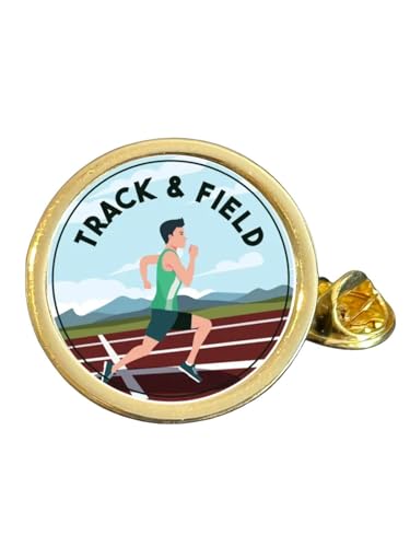 Herren-Anstecknadel "Track and Field", vergoldet, gewölbt, in Tasche, Metall von Smartbadge