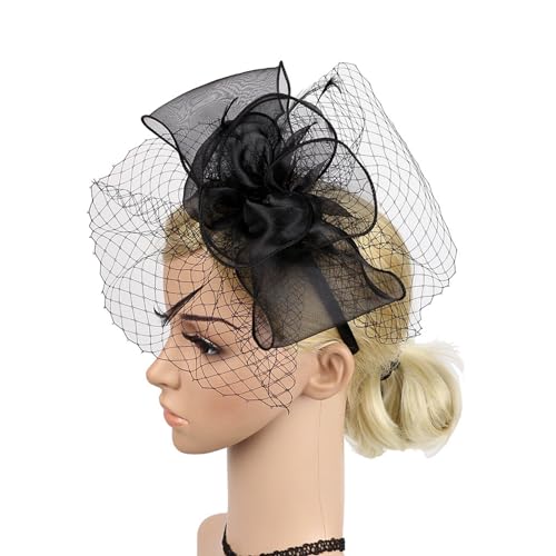 Smbcgdm Party Fascinator Retro Ball Party Kopf Hut Dekor Bowknot Form Kopfschmuck Schwarz von Smbcgdm