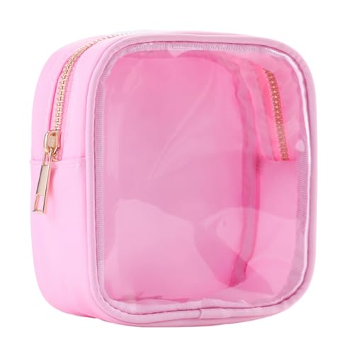 Smbcgdm Reise-Kultur-Organizer, transparent, Mini-Make-up-Tasche, transparent, mit Reißverschluss, PVC, wasserdicht, Geldbörse für Damen, hellrosa, L von Smbcgdm