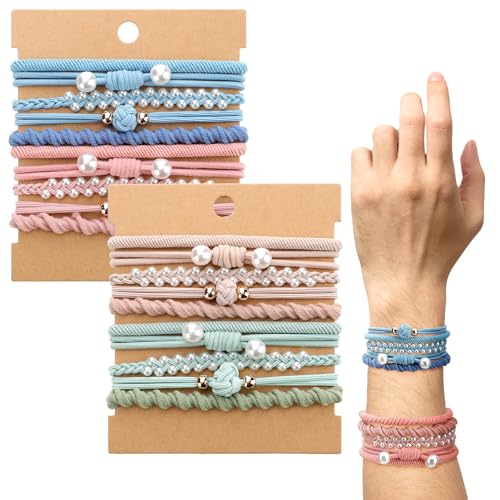 Smilcloud 20 Stück Haargummis Damen, Boho Haargummi Damen Herren, Haargummi Armbänder, Elastisch Haarbänder, Pferdeschwanz Inhaber Haarschmuck von Smilcloud