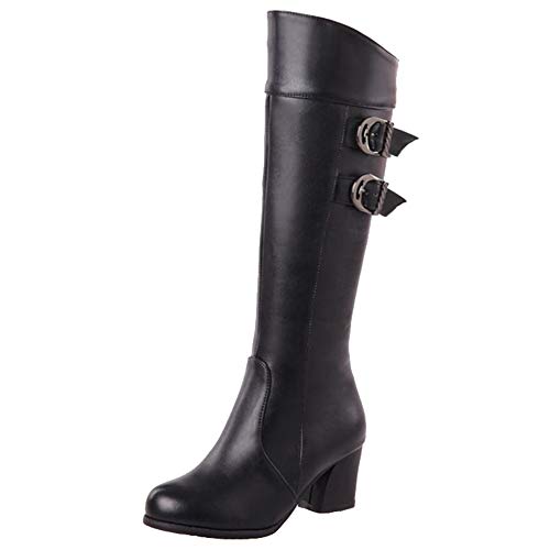 Smilice Damen Blockabsatz Langschaft Stiefel (Schwarz, 45 EU) von Smilice