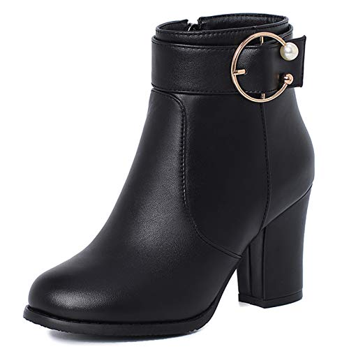 Smilice Damen Blockabsatz Stiefel Reißverschluss Stiefeletten von Smilice