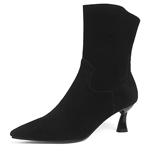 Smilice Damen Einfarbige Slip-on-Stiefeletten mit Spitzer Zehenpartie (Schwarz,37) von Smilice