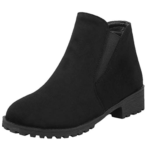 Smilice Damen Flach Stiefeletten Winter Kurzschaft Stiefel (Schwarz, 39 EU) von Smilice