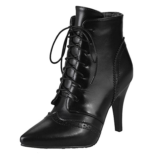 Smilice Damen Stiefel mit Absatz Schnürsenkel Stiefeletten von Smilice