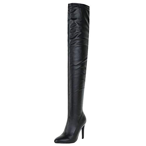 Smilice Damen über Kniehohe Stiefel mit Stiletto Absatz (Schwarz, 36 EU) von Smilice