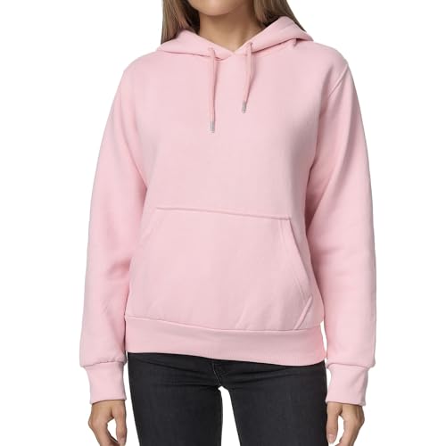 Smith & Solo Hoodie Damen – Kapuzenpullover Frauen Baumwolle Long, mit Kapuze Pullover Sweatshirt Rundhals, Slim Fit Freizeit Sport Langarmshirt, Hoodies Training - Pulli Streetwear (L, Rosa) von Smith & Solo