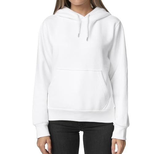 Smith & Solo Hoodie Damen – Kapuzenpullover Frauen Baumwolle Long, mit Kapuze Pullover Sweatshirt Rundhals, Slim Fit Freizeit Sport Langarmshirt, Hoodies Training - Pulli Streetwear (S, Weiß) von Smith & Solo