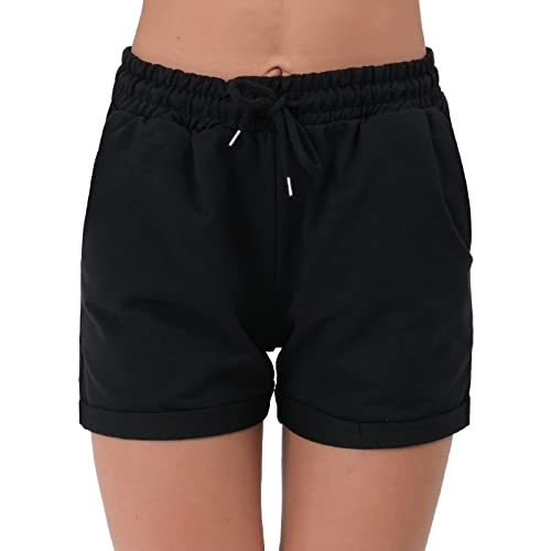 Smith & Solo Kurze Hose Damen - Shorts Sommer Hosen, Laufhose Kurz Sporthose, Trainingshose Sportshorts Women Laufshorts (Schwarz, M) von Smith & Solo