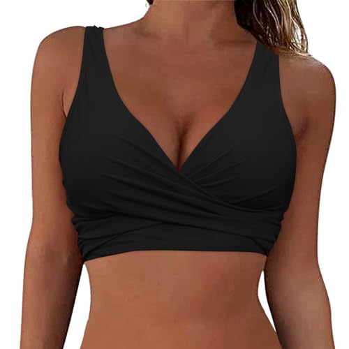 Bikini BH Dame Bademoden Bikinioberteil Große Brüste Damen Push up Bikini Top Gepolstert Swimsuit Bra Sport Trocknend Padded Bikini Swim Oberteil Rückenfrei Bikinioberteil mit Polster (Black-b, XXL) von Snakell