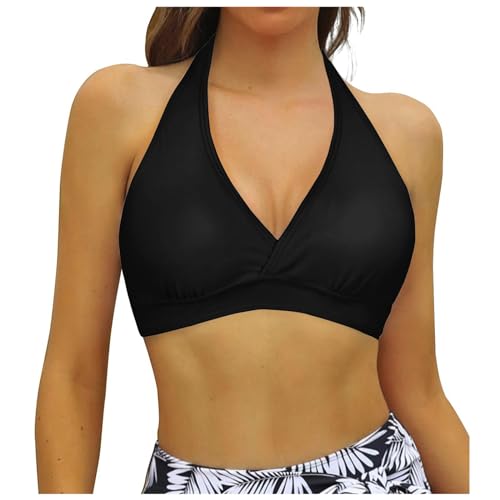 Bikini BH Damen Bademoden Bikinioberteil Große Brüste Damen Push up Bikini Top Gepolstert Swimsuit Bra Sport Trocknend Padded Bikini Swim Oberteil Rückenfrei Bikinioberteil mit Polster (X1-Black, M) von Snakell