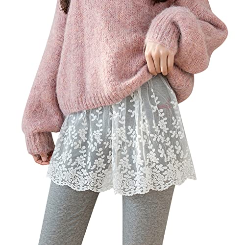 Hemdverlängerung Damen Blusenrock Hoher Taille Minirock Mädchen Schwarz Lace Hemdrock Shirtverlängerung Blusenverlängerung Schichtung Gefälscht Röcke (White, One Size) von Snakell