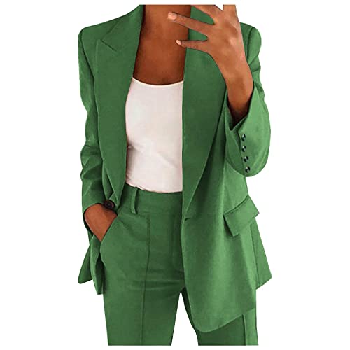 Hosenanzug Damen Festlich Business Anzug Set Hosenanzug Hose 2-Teiler Elegant Langarm Anzugjacke und Anzughosen Zweiteilig Büro Slimfit Streetwear Formal Modern Sportlich (1 x Mantel b-AG, XL) von Snakell