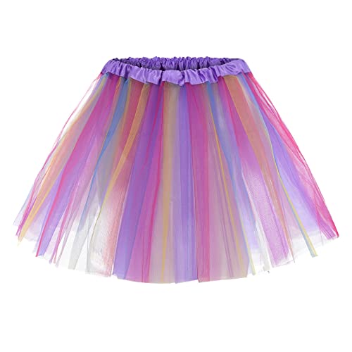 Röcke Damen Tüllrock Retro Hohe Taille Tutu Rock Elegant Ballettrock Tüll 50er Tutu Unterrock Blase Petticoat Tütü Minirock Elastischen Reifrock (B-Purple-Taille 50-110cm Rocklänge 40cm, One Size) von Snakell