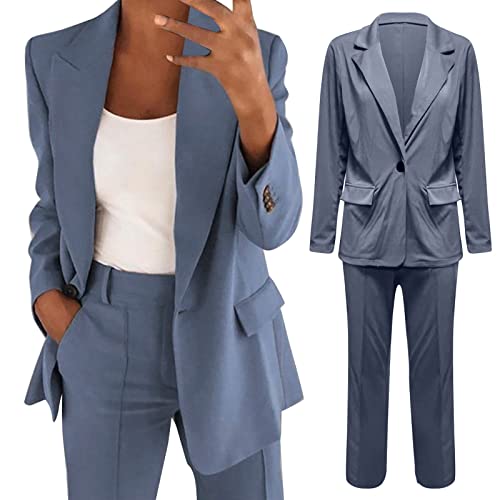 Snakell Hosenanzug Damen Festlich Business Anzug Set Hosenanzug Hose 2-Teiler Elegant Langarm Anzugjacke und Anzughosen Zweiteilig Büro Slimfit Streetwear Formal Modern Sportlich Hosenanzug von Snakell