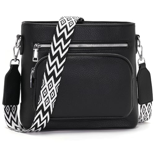 Snmoec handtasche damen mittelgroß umhängetasche damen handy crossbody bag leder PU damentaschen mit breitem gurt handtasche schwarz Snmoec handtasche damen mittelgroß umhängetasche damen handy crossbody bag leder PU damentaschen mit breitem gurt handtasche schwarz von Snmoec