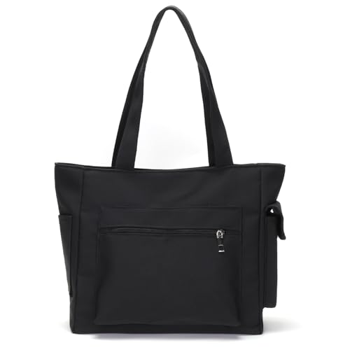 Snmoec umhängetasche damen gross damen handtasche schwarz groß damen shopper stofftasche mit reißverschluss canvas tasche damen tasche mit vielen fächern von Snmoec