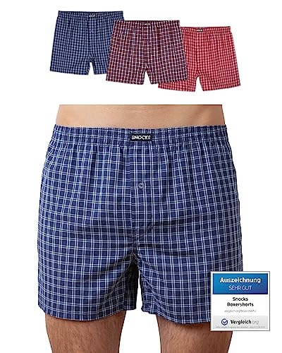 Snocks American Boxershorts Herren aus Bio-Baumwolle 3er-Pack, Weite Passform und lockerer Fit, Kein juckendes Etikett und komfortabler Bund, Unterhosen Herren Gr.4XL, Farbe Kleines Karo Mix Blau/Rot Snocks American Boxershorts Herren aus Bio-Baumwolle 3er-Pack, Weite Passform und lockerer Fit, Kein juckendes Etikett und komfortabler Bund, Unterhosen Herren Gr.4XL, Farbe Kleines Karo Mix Blau/Rot von Snocks
