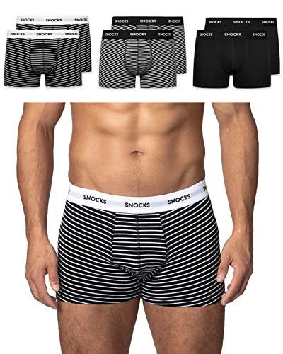 Snocks Boxershorts Herren aus Bio-Baumwolle (6er Pack) - Atmungsaktiv und Ideal für Sport und Alltag - Kein juckendes Etikett und komfortabler Bund - Unterhosen Herren Gr.4XL, Farbe Schwarz Gestreift Snocks Boxershorts Herren aus Bio-Baumwolle (6er Pack) - Atmungsaktiv und Ideal für Sport und Alltag - Kein juckendes Etikett und komfortabler Bund - Unterhosen Herren Gr.4XL, Farbe Schwarz Gestreift von Snocks