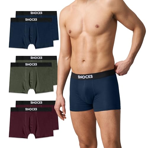 Snocks Boxershorts Herren Bio Baumwolle (6er Pack) Unterhosen Herren ohne einschneidenden Gummibund - Gr. S - Blau Rot Grün Snocks Boxershorts Herren Bio Baumwolle (6er Pack) Unterhosen Herren ohne einschneidenden Gummibund - Gr. S - Blau Rot Grün von Snocks