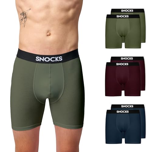 Snocks Lange Boxershorts Herren aus Bio-Baumwolle (6er Pack) - Ideal für Sport und Alltag - Kein juckendes Etikett und komfortabler Bund - Unterhosen Herren Gr.XL, Farbe Mix (Navy/Rot/Olivine) Snocks Lange Boxershorts Herren aus Bio-Baumwolle (6er Pack) - Ideal für Sport und Alltag - Kein juckendes Etikett und komfortabler Bund - Unterhosen Herren Gr.XL, Farbe Mix (Navy/Rot/Olivine) von Snocks