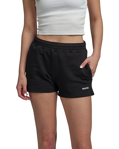 Snocks Kurze Hose Damen: gr. M - Schwarz - Ideale Damen Shorts für Sport und Entspannung - Kurze Sporthose Damen, Sport Shorts Damen, Sporthose Damen Kurz und Kurze Hosen Damen Sommer von Snocks