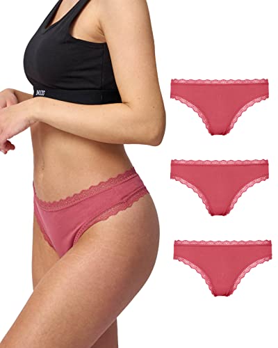 Snocks Spitzentanga 3er Set Gr. L I Sexy Damen Tanga I Tangas mit Baumwollanteil I Underwear Women I Hot Unterwäsche Damen I Slip Damen I Angenehme Passform für jeden Körpertyp I Mauve von Snocks