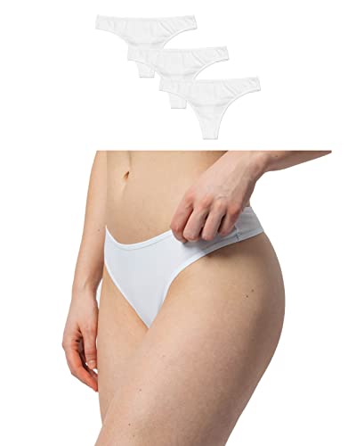 Snocks Tanga 3er Set Gr. M I Sexy Damen Tanga I Tangas mit Baumwollanteil I Underwear Women I Hot Unterwäsche Damen I Slip Damen I Angenehme Passform für jeden Körpertyp I Weiß von Snocks