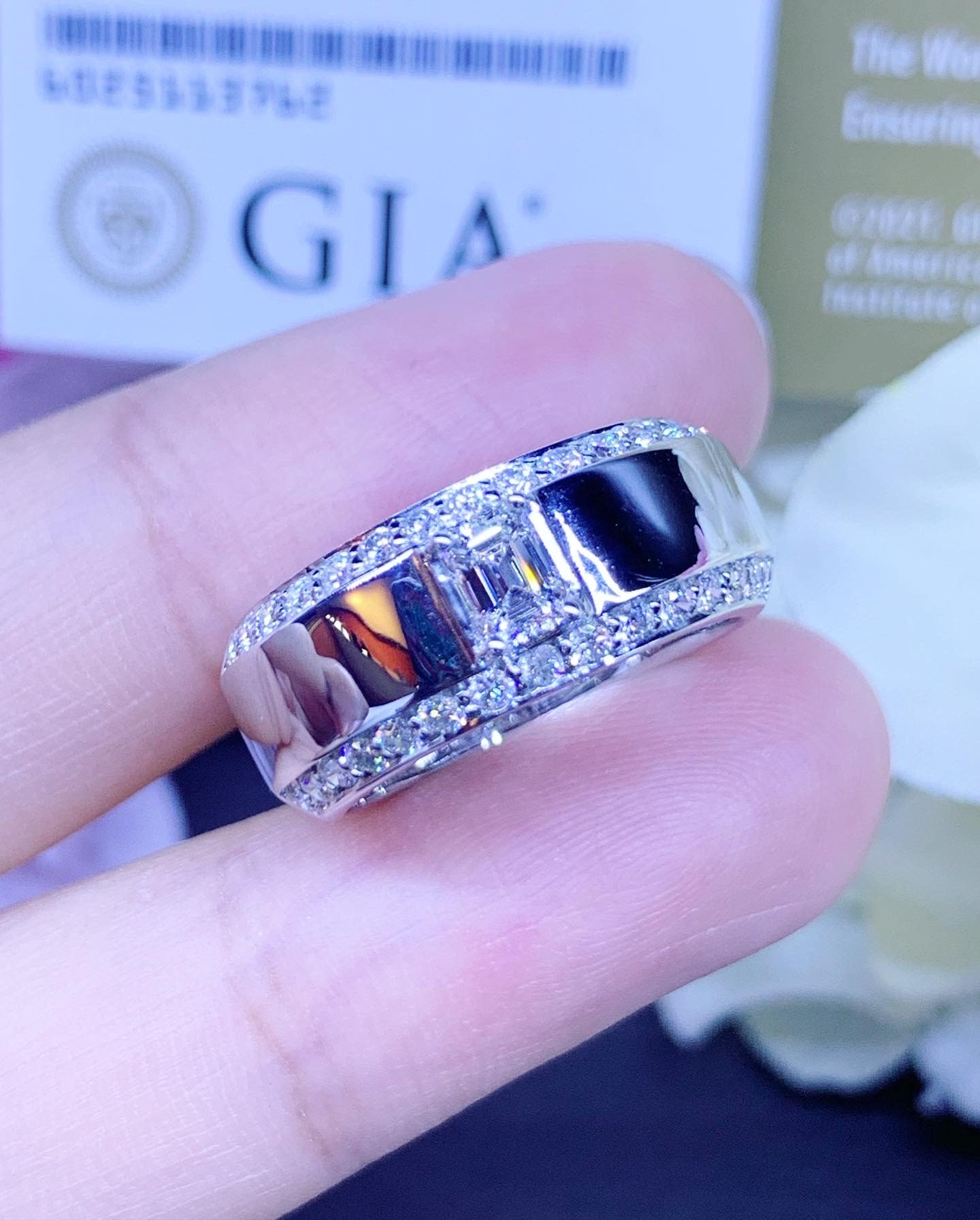 Gia 0.92Tcw Smaragdschliff Diamant & Vs Diamanten in 18K Massiv Weißgold Ring Zertifiziert Ausgefallene Männer Handgemacht Unisex Verlobungsband von SoPerfectJewelry