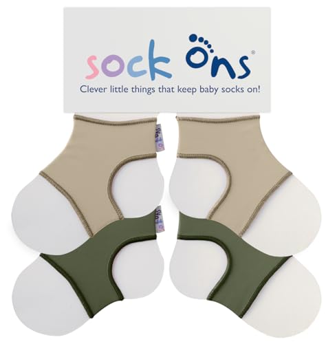 Sock Ons - Baby-Sockenhalter - 0-6 Months - 2er Pack - Olive & Oatmeal - Amazing Value Pack - Erstaunliches Vorteilspaket - Baby-Socken immer anziehen! von Sock Ons