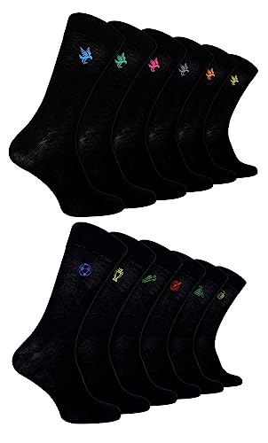 12er Pack Herren Bambus Socken | Sock Snob | Atmungsaktiv Sticksocken (39-45, Vögel) von Sock Snob